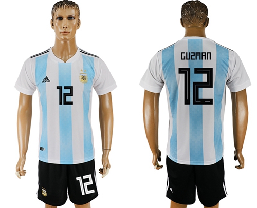 Argentina #12 Guzman Home Soccer Country Jersey - Click Image to Close